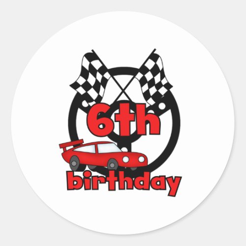 Car Racing 6th Birthday Classic Round Sticker