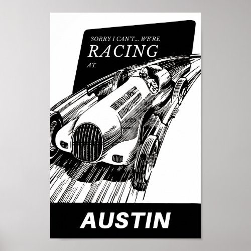 Car racing at Austin Texas _ Vintage Motorsport Poster
