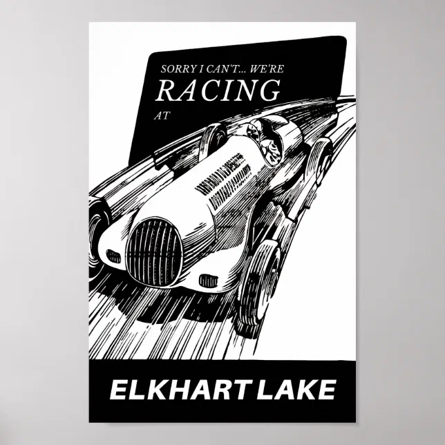 Wisconsin Racing Poster Car racing at Elkhart Lake Wisconsin Road America Poster | Zazzle