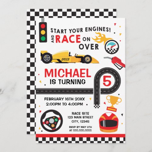 Car Racing  Birthday kid Invitation