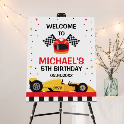 Car Racing Birthday welcome sign