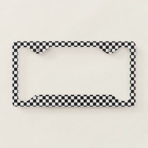 Car Racing Black and White Checkers. License Plate Frame