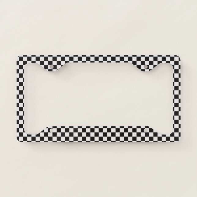 Car Racing Black and White Checkers. License Plate Frame (Front)