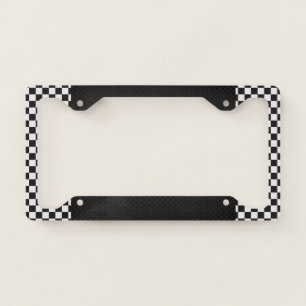 Car Racing Black and White Checkers. License Plate Frame