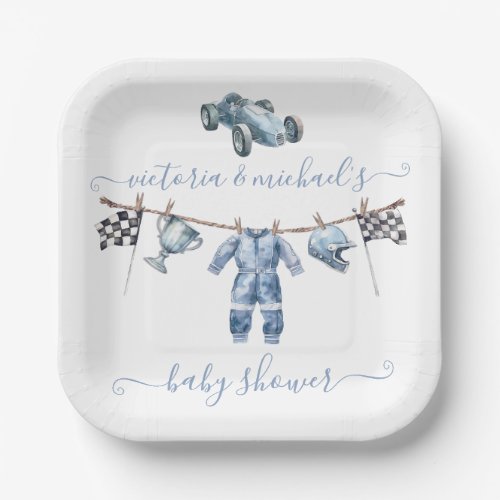 Car Racing Boy Baby Shower Paper Plates