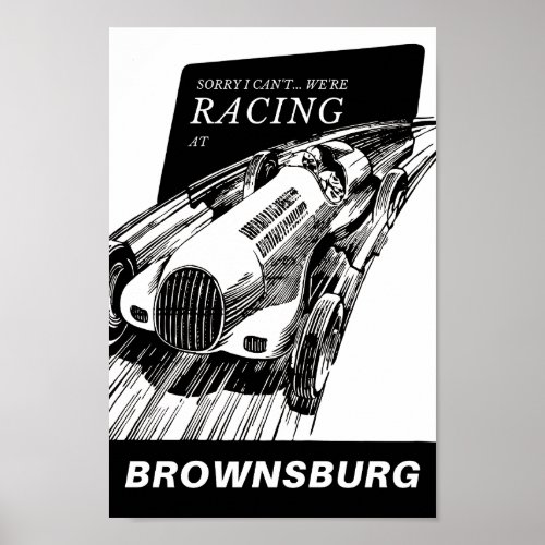 Car racing Brownsburg Indiana Vintage Motorsport Poster