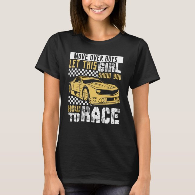 Car Racing Checkered Flag Automobile Female Motor  T-Shirt (Front)