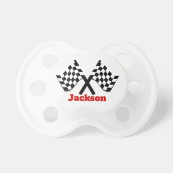 Car Racing Checkered Flag Monogram Pacifier by theburlapfrog at Zazzle