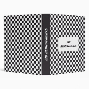 Car Racing / Chess Pattern - black 1 3 Ring Binder