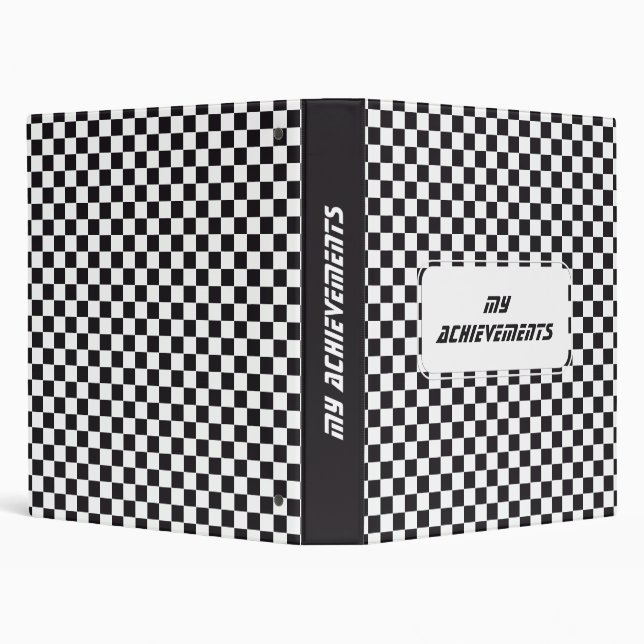 Car Racing / Chess Pattern - black 1 3 Ring Binder (Background)