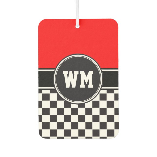 Car Racing / Chess Pattern + your backgr. & ideas Air Freshener (Front)