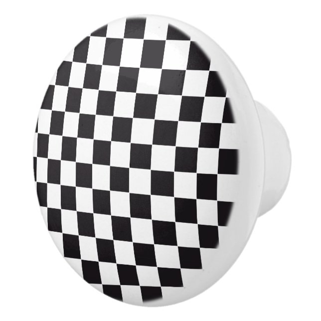Car Racing / Chess Pattern + your backgr. & ideas Ceramic Knob (Right)