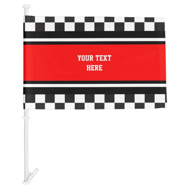 Car Racing / Chess Pattern + your backgr. & ideas Flag (Front)