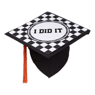 Car Racing / Chess Pattern + your backgr. & ideas Graduation Cap Topper