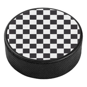 Car Racing / Chess Pattern + your backgr. & ideas Hockey Puck