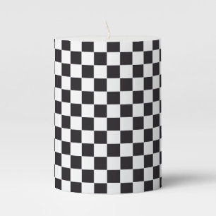 Car Racing / Chess Pattern + your backgr. & ideas Pillar Candle