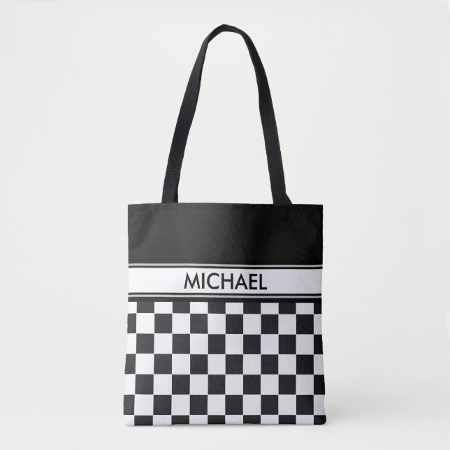 Car Racing / Chess Pattern + your backgr. & ideas Tote Bag (Front)