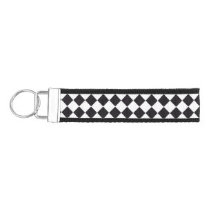 Car Racing / Chess Pattern + your backgr. & ideas Wrist Keychain