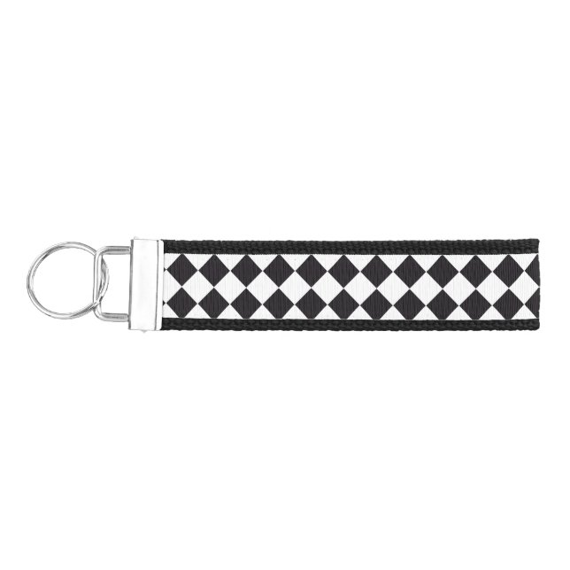 Car Racing / Chess Pattern + your backgr. & ideas Wrist Keychain (Keys on Left)