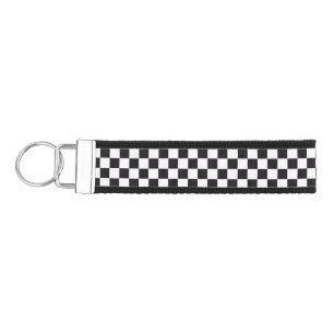 Car Racing / Chess Pattern + your backgr. & ideas Wrist Keychain