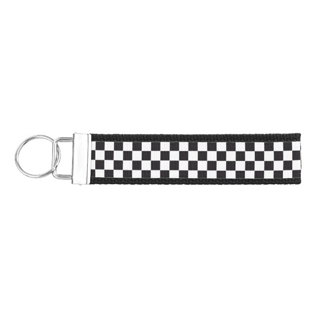 Car Racing / Chess Pattern + your backgr. & ideas Wrist Keychain (Keys on Left)