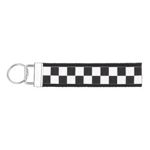 Car Racing / Chess Pattern + your backgr. & ideas Wrist Keychain