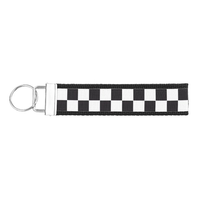 Car Racing / Chess Pattern + your backgr. & ideas Wrist Keychain (Keys on Left)