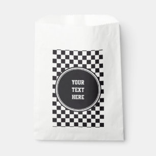 Car Racing / Chess Pattern + your backgr. & text Favor Bag