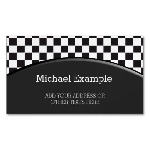 Car Racing / Chess Pattern + your backgr. & text Magnetic Business Card