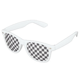 Car Racing / Chess Pattern + your backgr. & text Retro Sunglasses