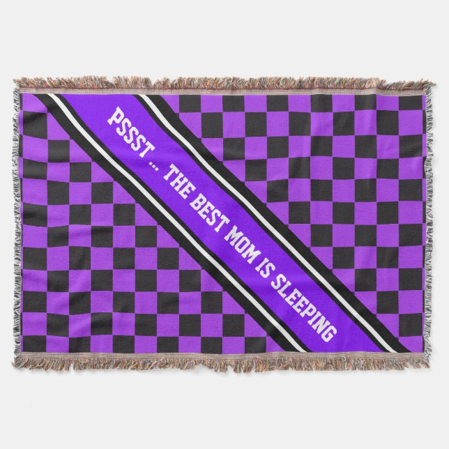 Car Racing / Chess Pattern + your backgr. & text Throw Blanket (Front)