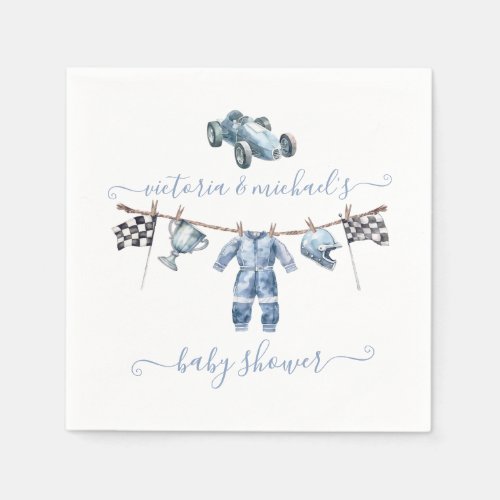 Car Racing Clothesline Boy Baby Shower Napkins