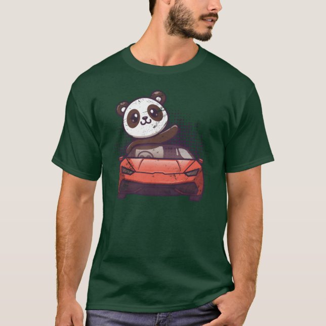 Car Racing Cute Kawaii Racecar Funny Panda Lover g T-Shirt (Front)
