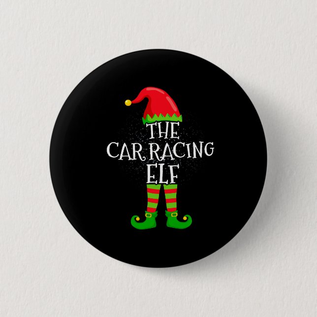 Car Racing Elf Family Matching Christmas Group  Button (Front)