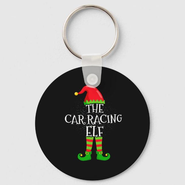 Car Racing Elf Family Matching Christmas Group  Keychain (Front)