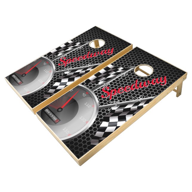 Car Racing Flags Cornhole Game  (Angled)