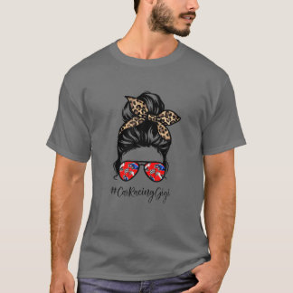 Car Racing Gigi Messy Hair Bun Leopard Women Mothe T-Shirt