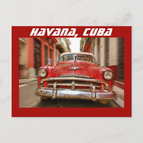 Car racing in the streets of old Havana Cuba Postcard