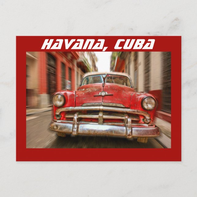 Car racing in the streets of old Havana, Cuba Postcard (Front)