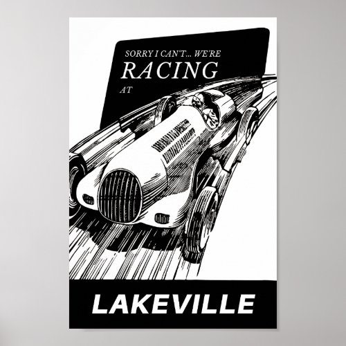 Car racing Lakeville Connecticut Retro Motorsport Poster
