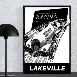 Car racing Lakeville Connecticut Retro Motorsport Poster