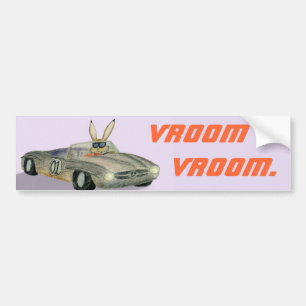 Car Racing Rabbit Bumper Sticker