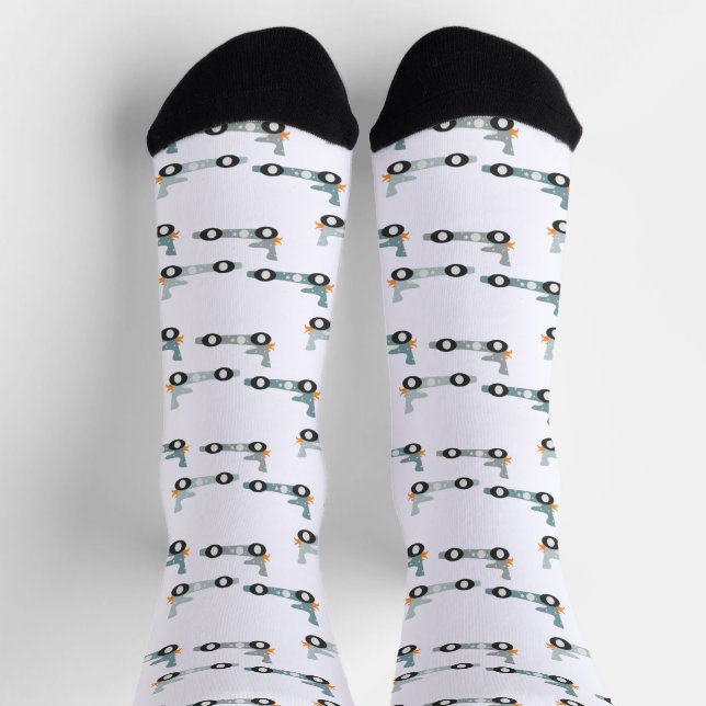 Car Racing Retro Race Pattern Socks (Top)