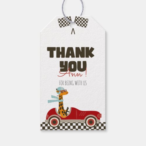 Car Racing Thank You Favor Tag