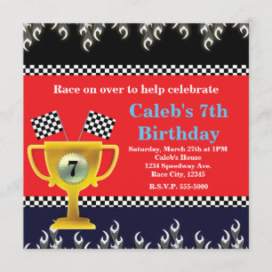 Car Racing Trophy & Race Flags Party Invitations