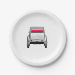 Car + rainbow paper plates