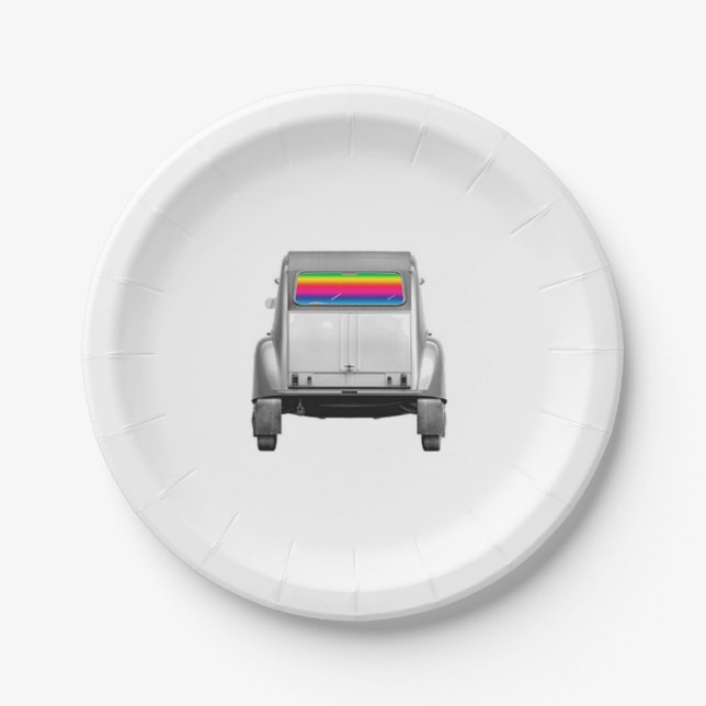 Car + rainbow paper plates (Front)