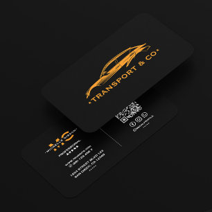Car Rent Cab Driver Black Orange Chauffeur Business Card