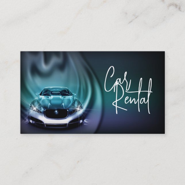 Car Rental Blue Flame Auto Rent Service Business Card (Front)
