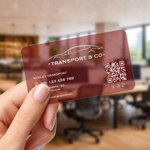 Car Rental Private Driver Transparent Red QR Clear Business Cards